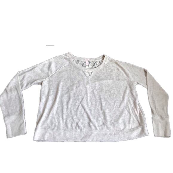 Victoria’s Secret Lace Cropped Sweatshirt Size M Crewneck Pullover Loungewear - Picture 1 of 8